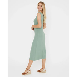Vestido Midi Largo Cuello Redondo Verde - Desita