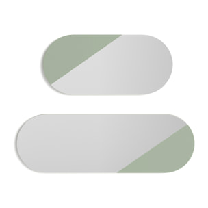 Set de espejos ovalados Aire haya verde 90/65x30x2 cm
