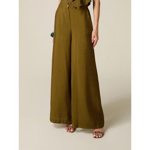 Oltre - Pantaloni palazzo gessati - Verde