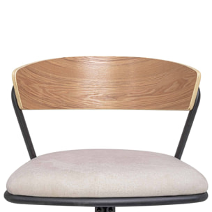 Seul - Set di 2 sedie di design in metallo, schienale in legno massello e seduta in tessuto, girevole 360°