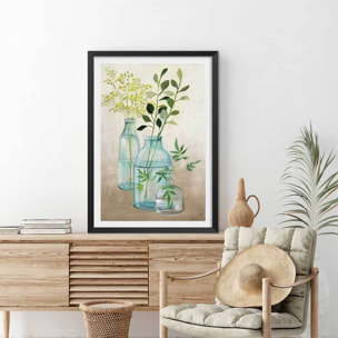 Poster Fleurs médicinales Affiche + cadre en bois - Noir