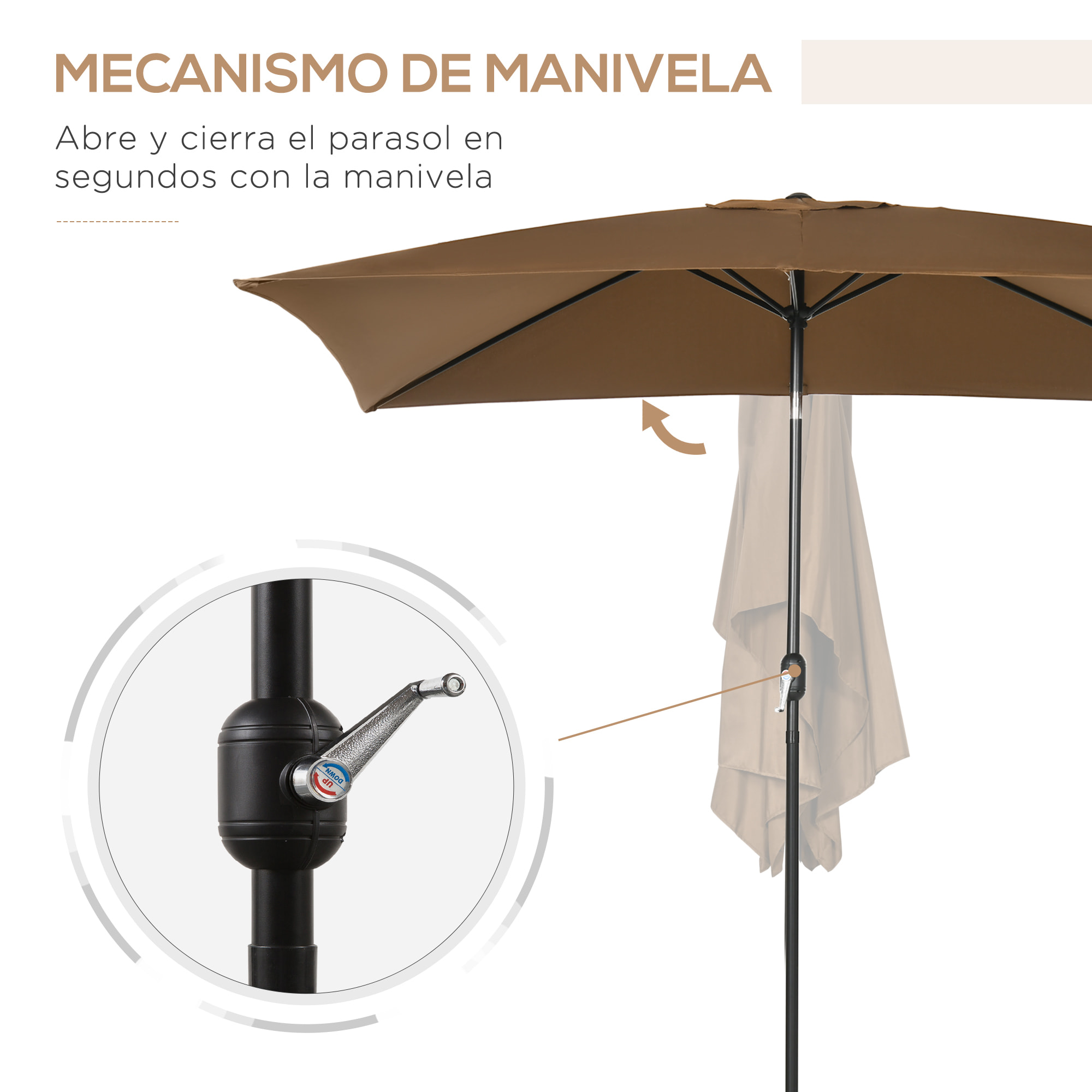 Sombrilla de Terraza Exterior 198x294 cm Parasol de Terraza Exterior con Ángulo Ajustable Mástil de Aluminio y Anti-UV Sombrilla para Jardín Patio Café