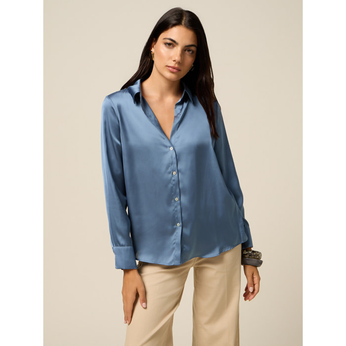 Oltre - Camisa de satén - Light - blue