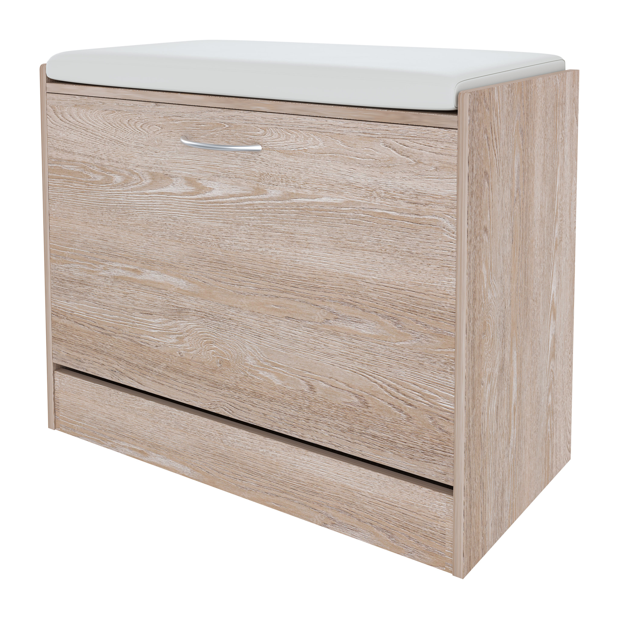 Panca Scarpiera Da Ingresso Salvaspazio Cuscino Anta Ribalta Seduta Imbottita In Ecopelle Soggiorno Casa Camera Ufficio 60 x 30 x 48 Cm Rovere