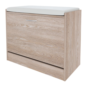 Panca Scarpiera Da Ingresso Salvaspazio Cuscino Anta Ribalta Seduta Imbottita In Ecopelle Soggiorno Casa Camera Ufficio 60 x 30 x 48 Cm Rovere