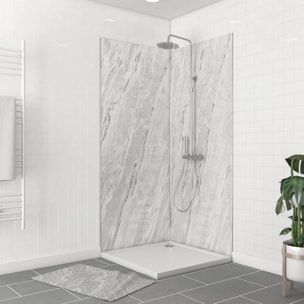 Pack de 2 Panneaux Muraux Pierre Artic Storm 90+90x210 cm avec Profilés ANODISE BRILLANT - STONE'IT