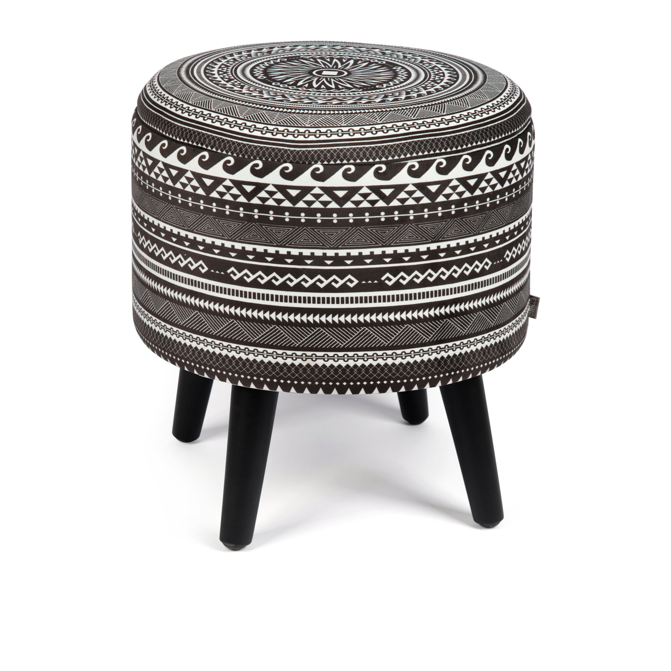 Pouf contenitore Excelsa Etnico in velluto e legno 38x38x45 cm multicolore