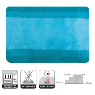 Tapis de bain Polyester BALANCE 60x90cm Bleu Turquoise Spirella