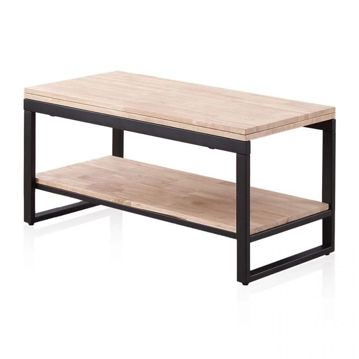 Mesa de centro elevable y extensible en negro y roble 46-91x48,3-57,6 Rens Negro - Roble
