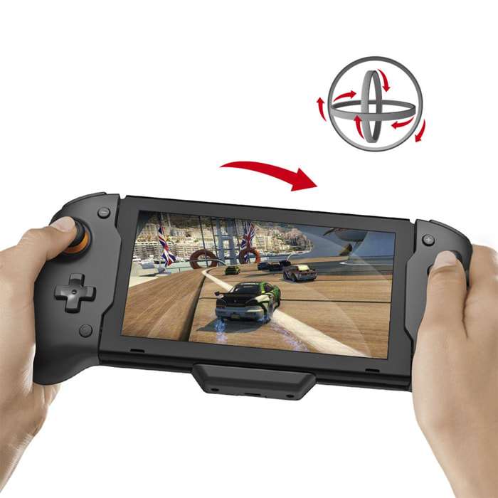 Impugnatura controller compatibile con Nintendo Switch TNS-19252C. Motori a vibrazione, sensori giroscopici, elevata ergonomia. Include custodia semirigida.