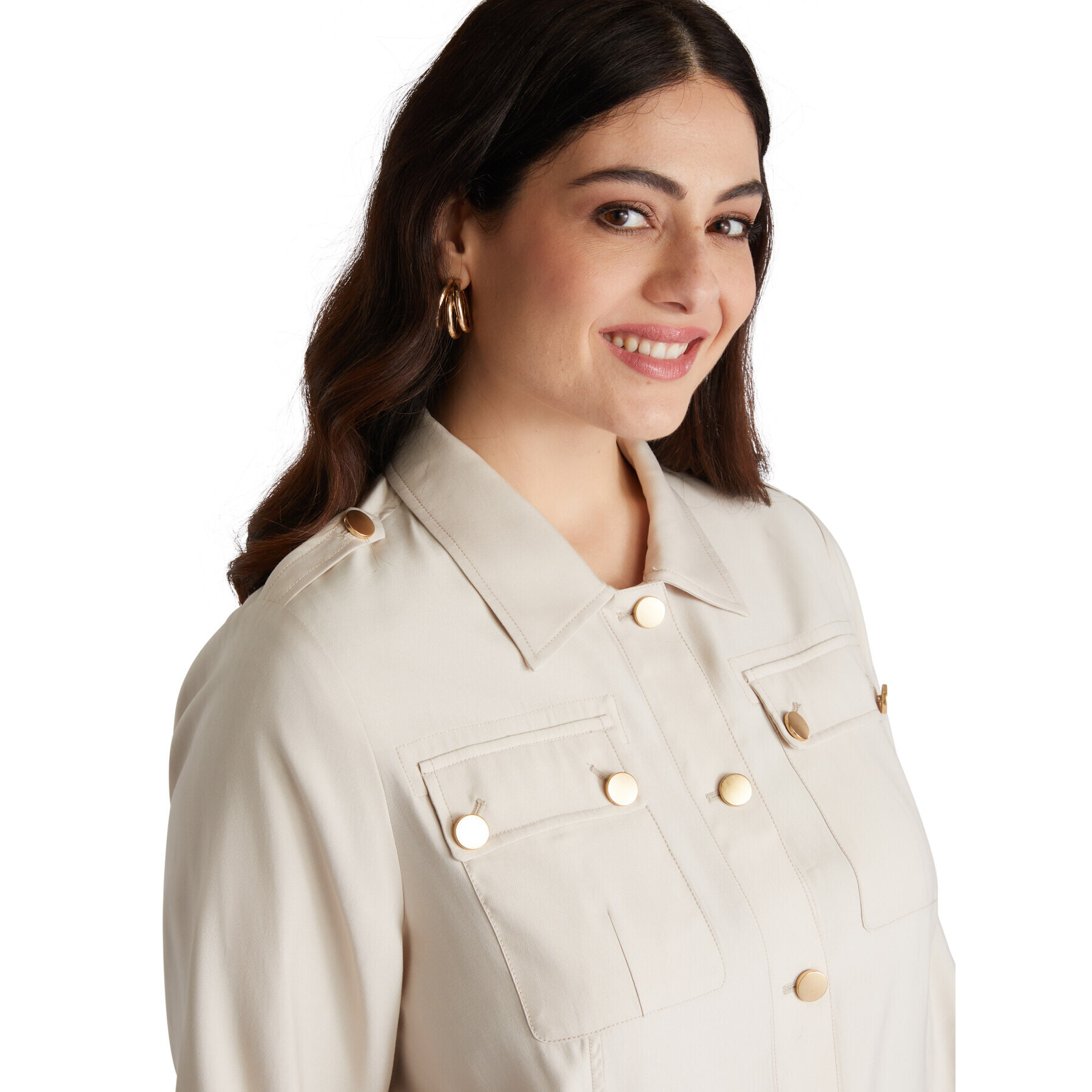 Fiorella Rubino - Chaqueta/camisa ligera con maxi bolsillos - Beige