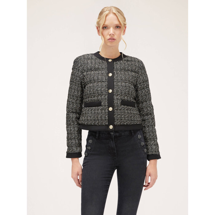 Motivi - Chaqueta de plumas de tweed - Negro