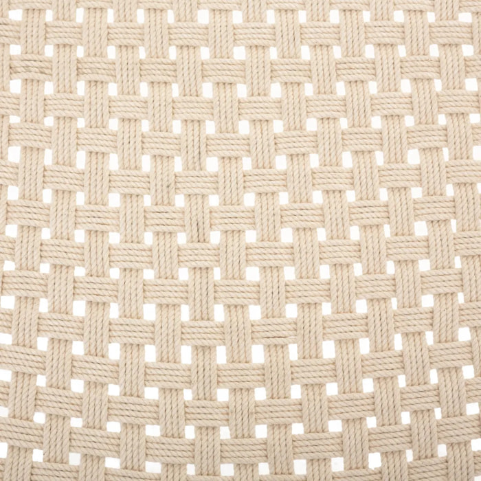 Fauteuil "Raina" teck tressé coton blanc