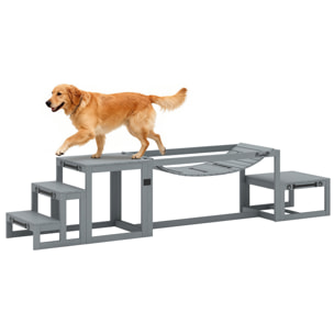 Passerelle agility chiens - Passerelle pour parcours canins d'Agility - bois de sapin gris