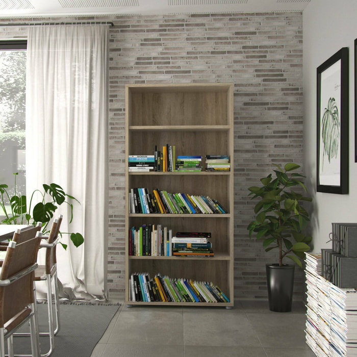 Libreria Apice, Scaffale da ufficio, Mobile portalibri, Biblioteca, 89x40 h186 cm, Quercia