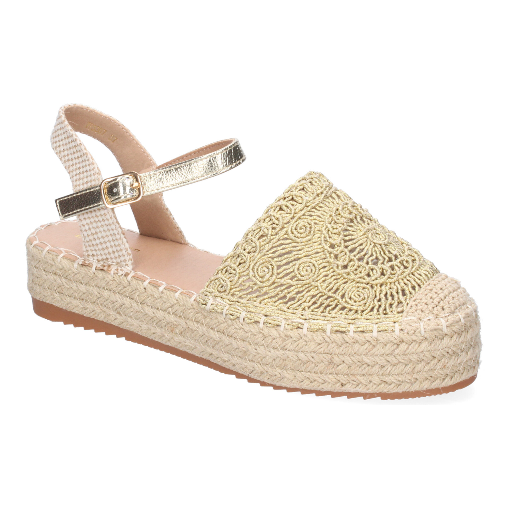 Sandalia de Plataforma para Mujer, Comoda, Forrada de Yute, Pala Cerrada y Entrelazada