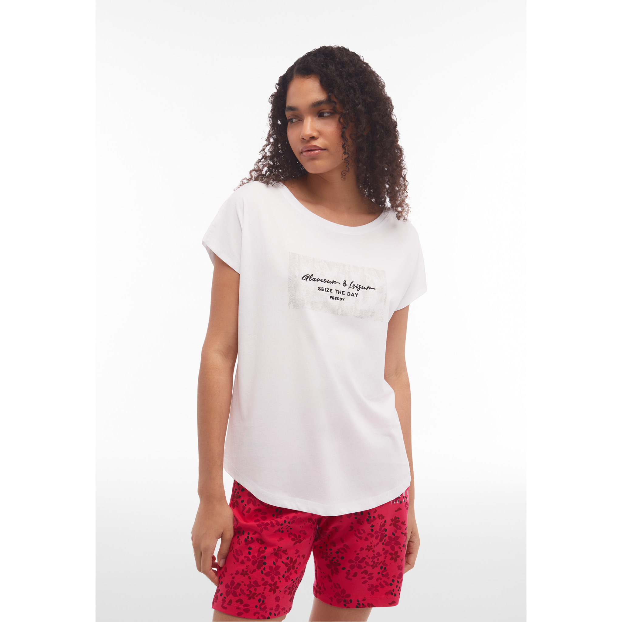 T-shirt comfort bifronte da donna con grafica animalier