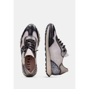 Deportivo Loira Negro gris glitter 3 cm