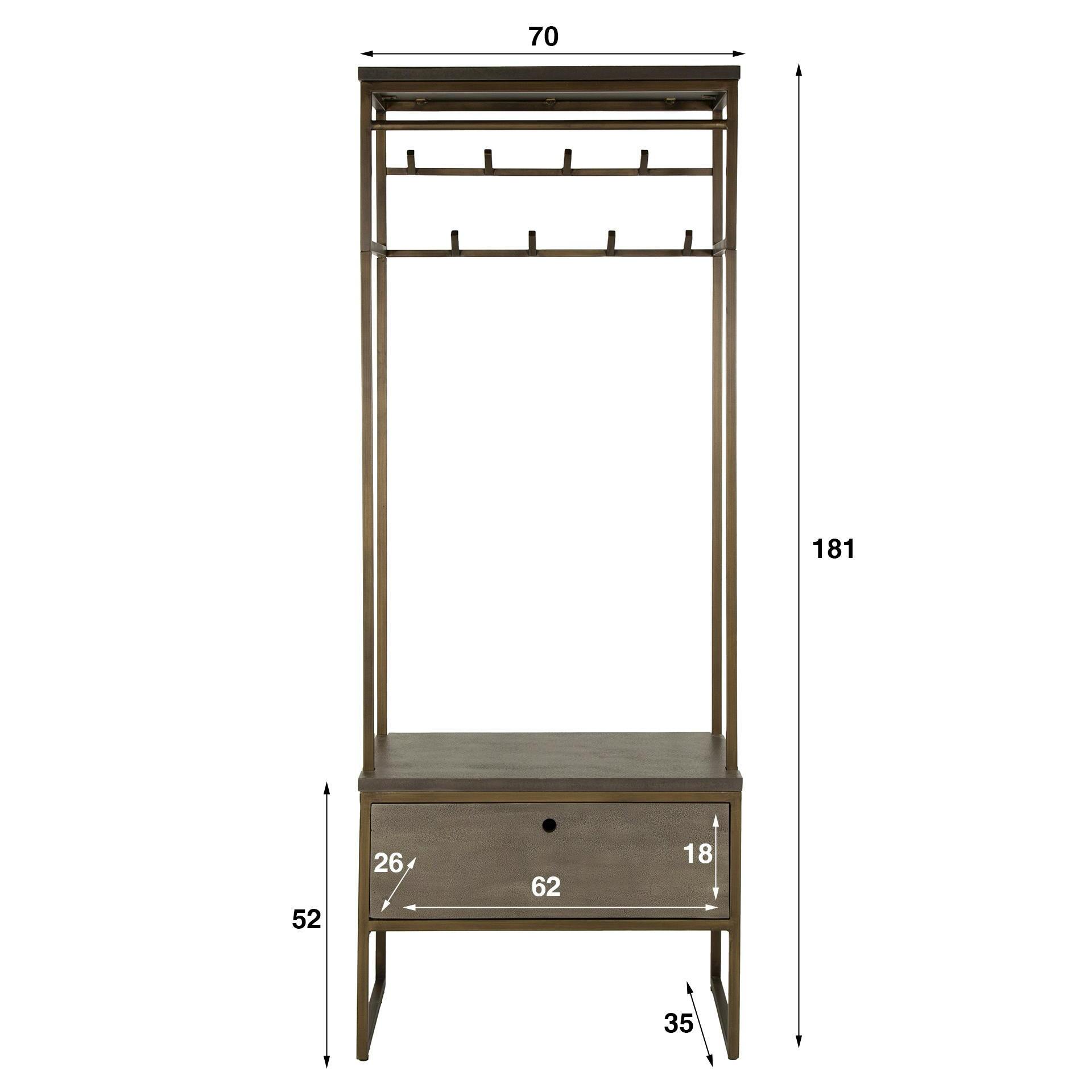 Vestiaire d'entrée vintage 8 crochets RALF
