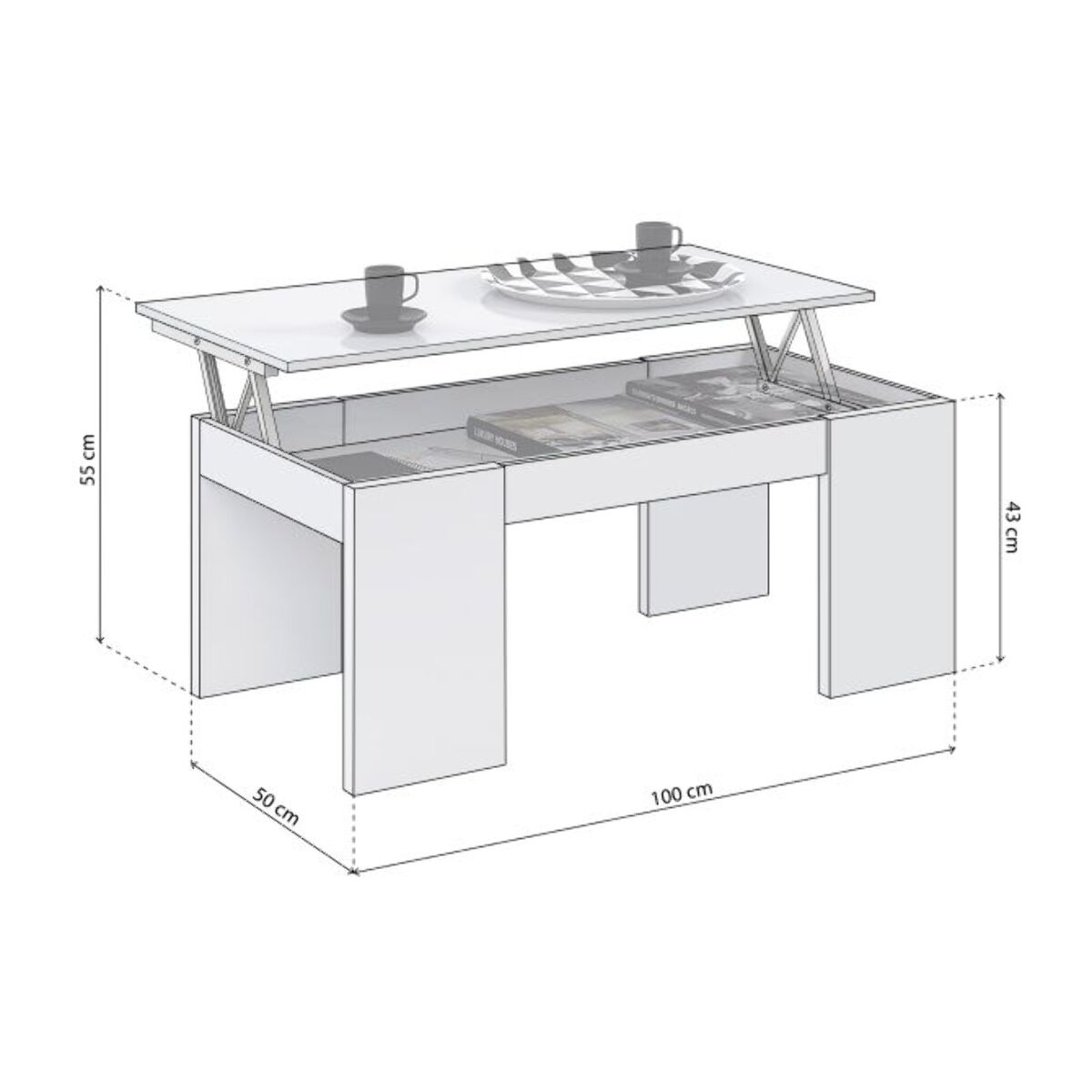 Mesa de centro elevable Calex Blanco