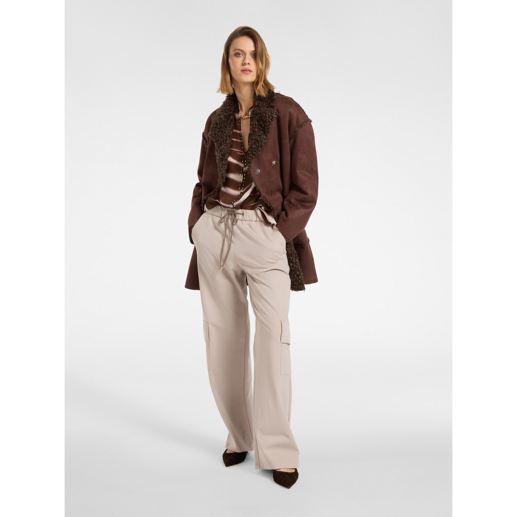 Elena Mirò - Pantaloni cargo wide leg - Beige