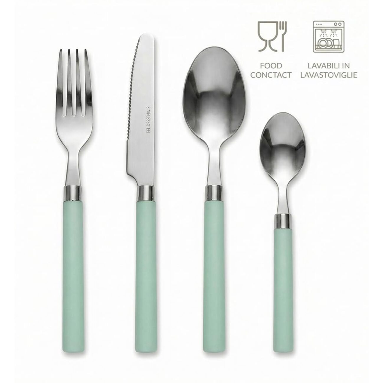 Set 24 Posate in Acciaio Inox 18/10, lavabile in lavastoviglie, design materico, Intrecci