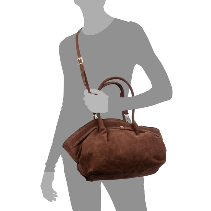 Bolso de hombro - 100% cuero - marrón oscuro