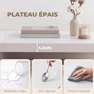 Table basse de salon  2 niveaux avec étagère de rangement - blanc
