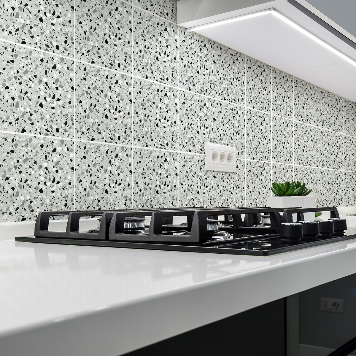 Stickers muraux - Sticker Mural Carrelage adhésif Cuisine Salle de Bain - 60 STICKERS CARREAUX DE CIMENT TERRAZZO VITO