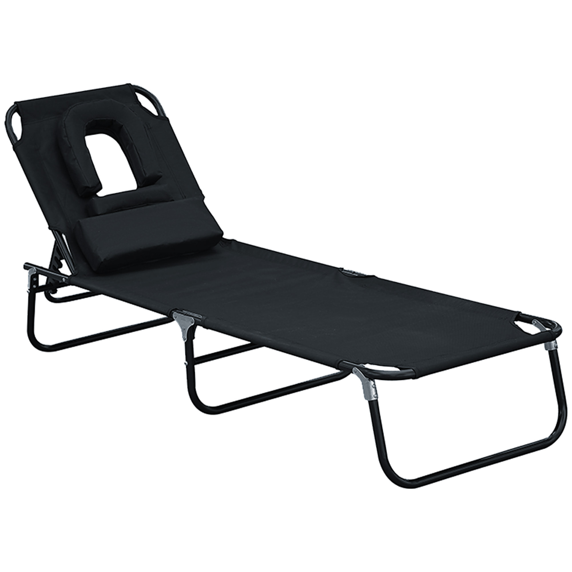 Tumbona Reclinable para Playa de Oxford 190x56x28cm Negro