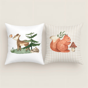 Cool Kids - Funda de Cojín Estampado - Con Cremallera - Sin relleno - 100% Algodón - Woodland