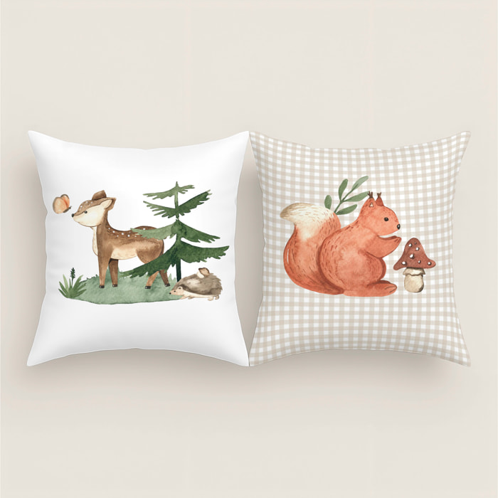 Cool Kids - Funda de Cojín Estampado - Con Cremallera - Sin relleno - 100% Algodón - Woodland