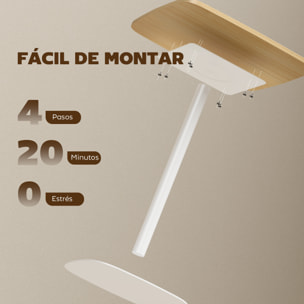 Mesa de Comedor Pequeña, Mesa de Cocina Cuadrada para 2 Personas, Base Cuadrada de Acero, para Espacios Pequeños, Salón, 60x60x75 cm, Madera Natural y Blanco