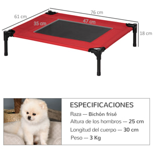 Cama para Mascotas de Metal Oxford 76x61x18 cm Rojo y Negro