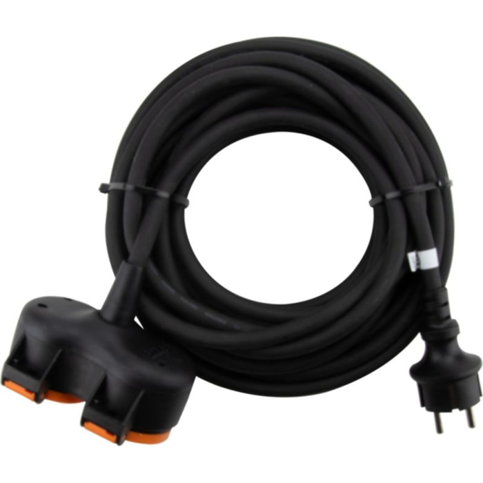 Multiprise ZENITECH bi-tete à clapet 10m H07RN-F IP44 3G1.5