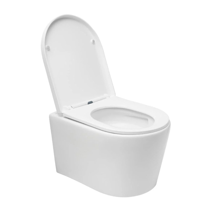 Brevis WC suspendu sans bride avec abattant SoftClose, rinçage Vortex, fixations invisibles, blanc (SATBRE010RTORP)
