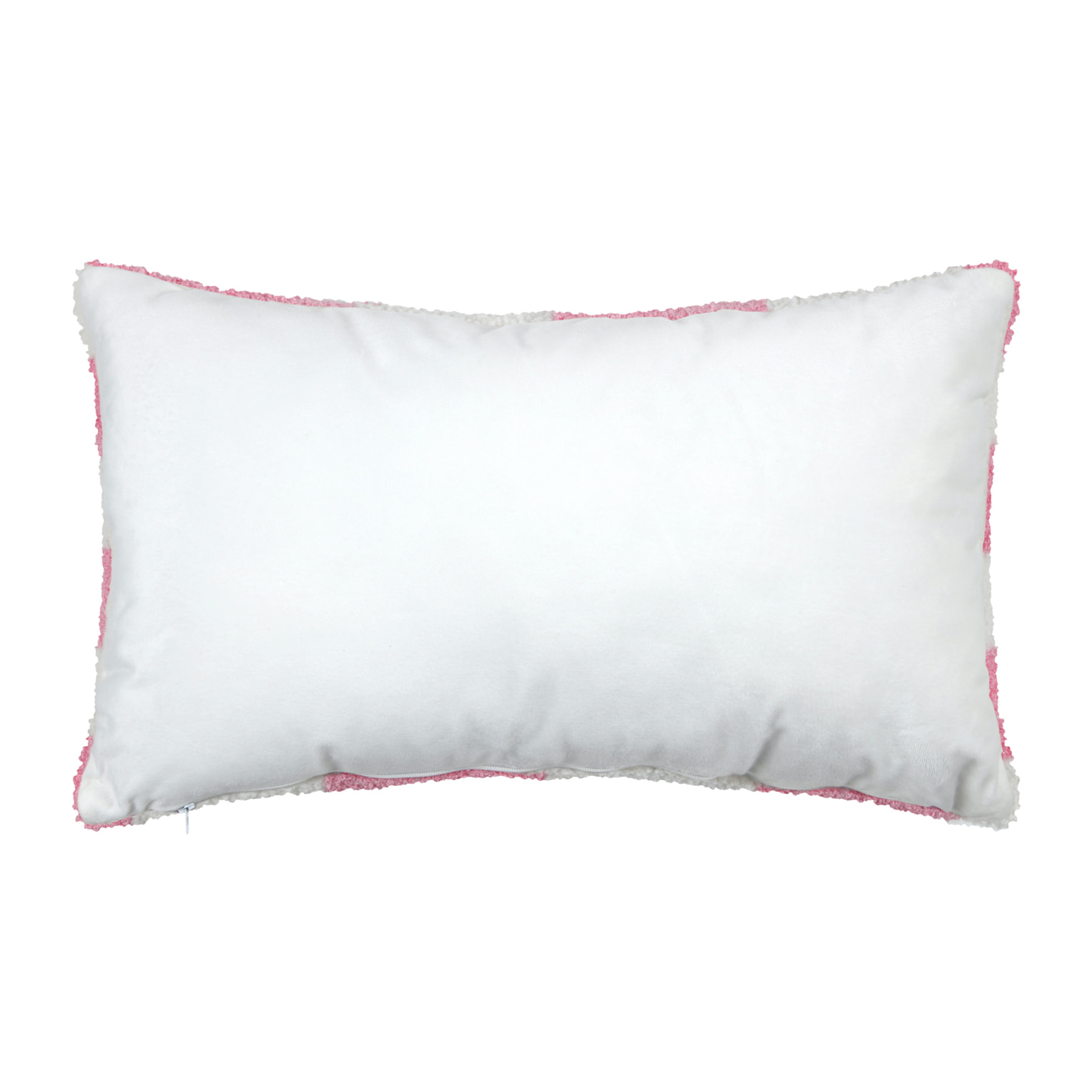 Coussin rectangulaire en bouclette à motif damier - Rose