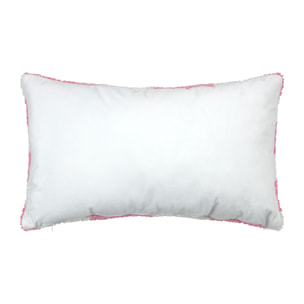 Coussin rectangulaire en bouclette à motif damier - Rose