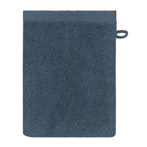 Gant de toilette pur coton 550 g/m² uni bleu Elea bleu ardoise