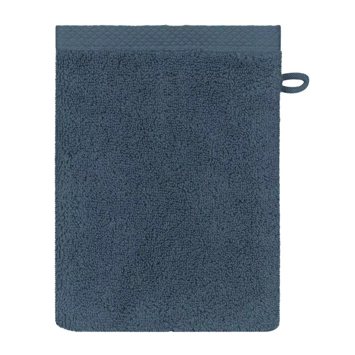 Gant de toilette pur coton 550 g/m² uni bleu Elea bleu ardoise