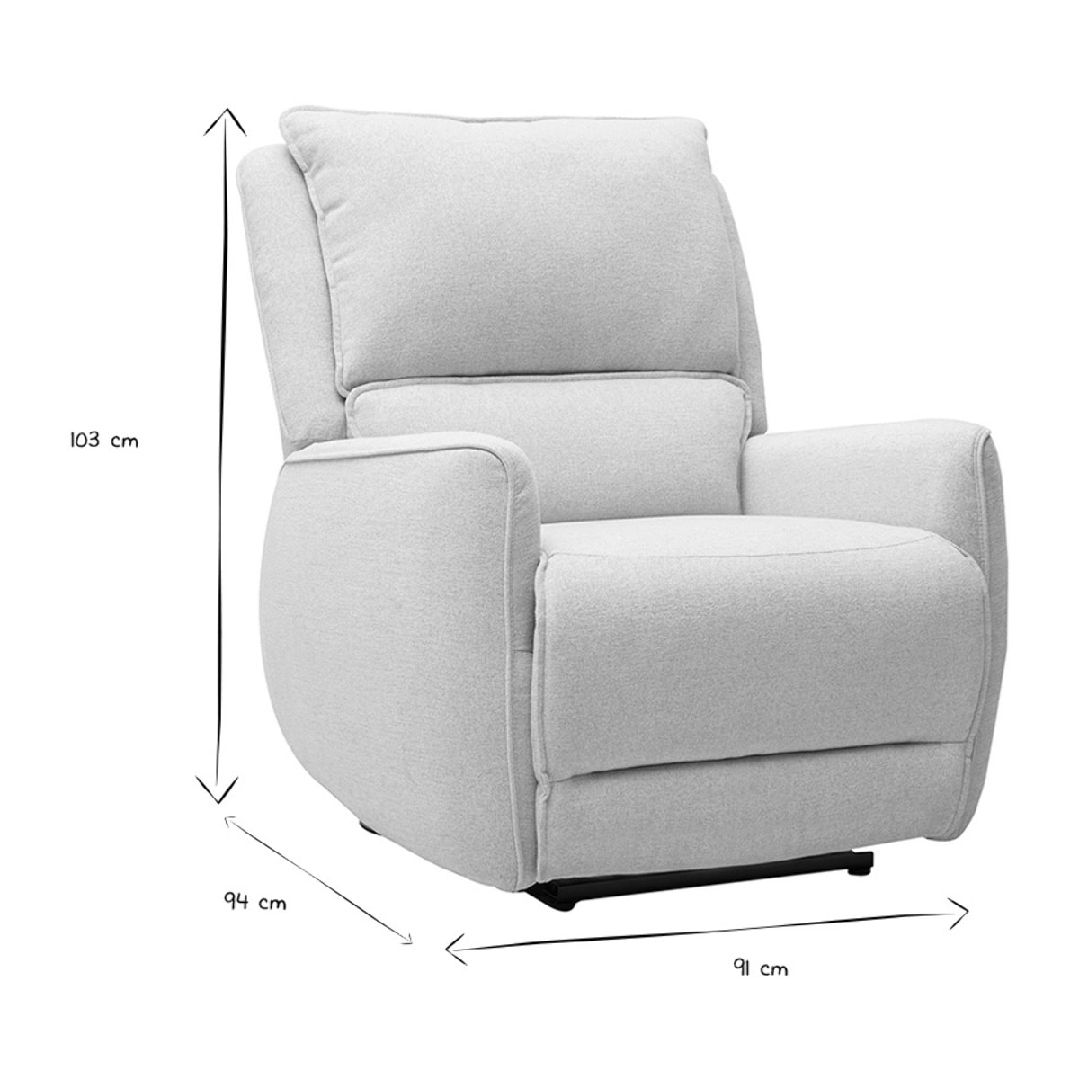 Fauteuil relax électrique en tissu effet velours texturé beige RACHEL