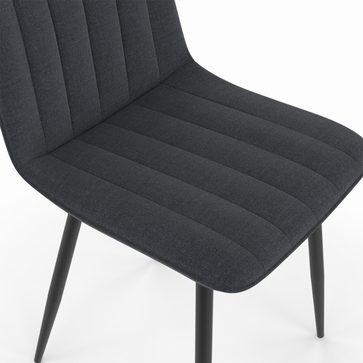 Chaises Fiona velours gris foncé pieds métal noirs - lot de 6
