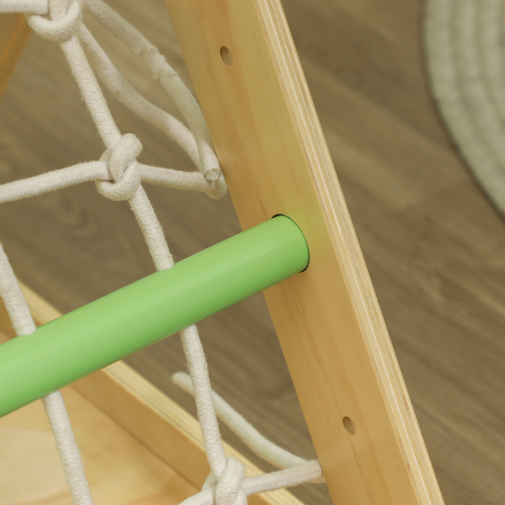 Ensemble d'escalade en bois 5 en 1 - triangle Pikler, toboggan, filet à grimper, rampe, jeu adresse - panneaux bois pin