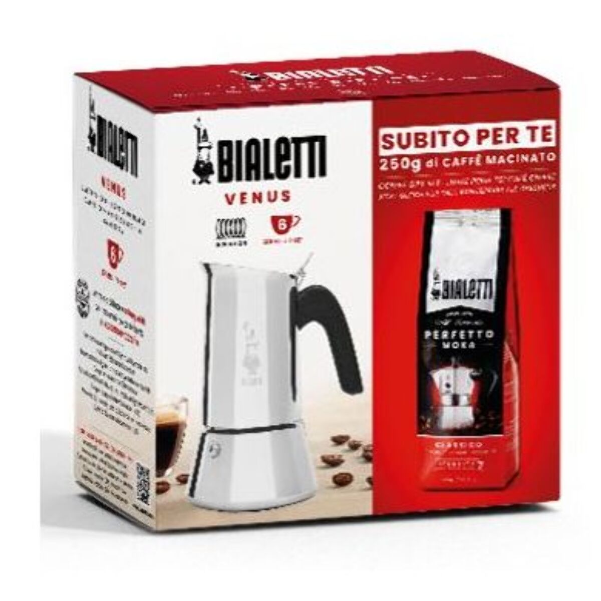 Cafetière italienne BIALETTI VENUS 6cups + Perfetto Moka Classic 250g