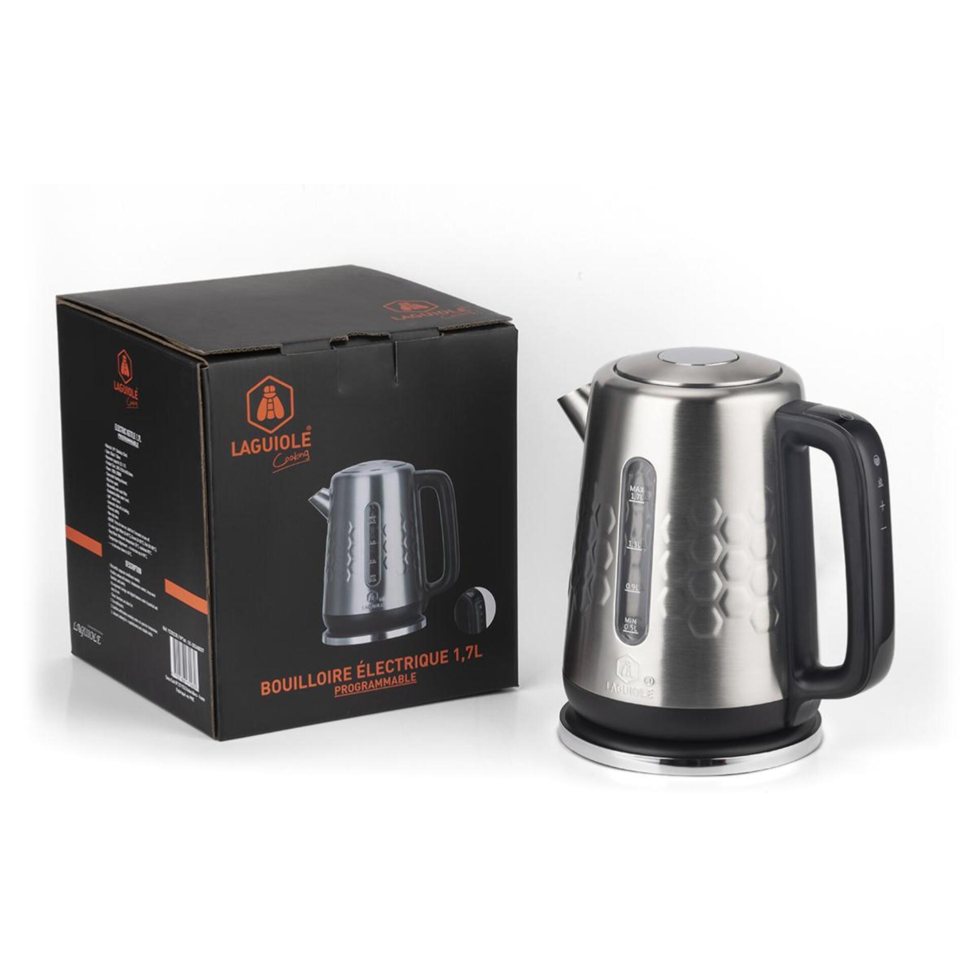 Bouilloire électrique programmable en inox 1,7l