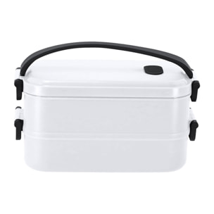 Fiambrera de 1,6L de capacidad. Fabricada en PP reciclado. Incluye 2 compartimentos independientes con bandejas de cierre hermético, de 800 ml cada una.