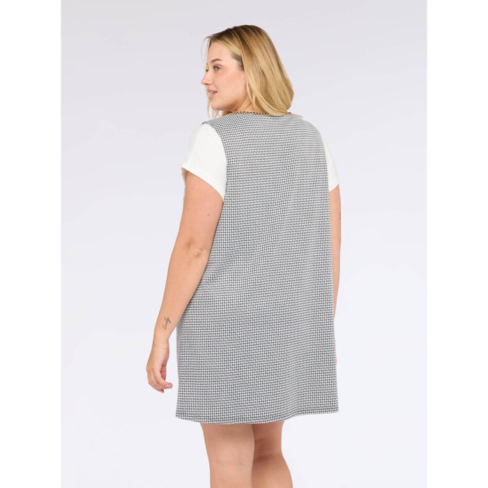 Fiorella Rubino - Vestito corto linea ad A con maxi scollo a V - Nero