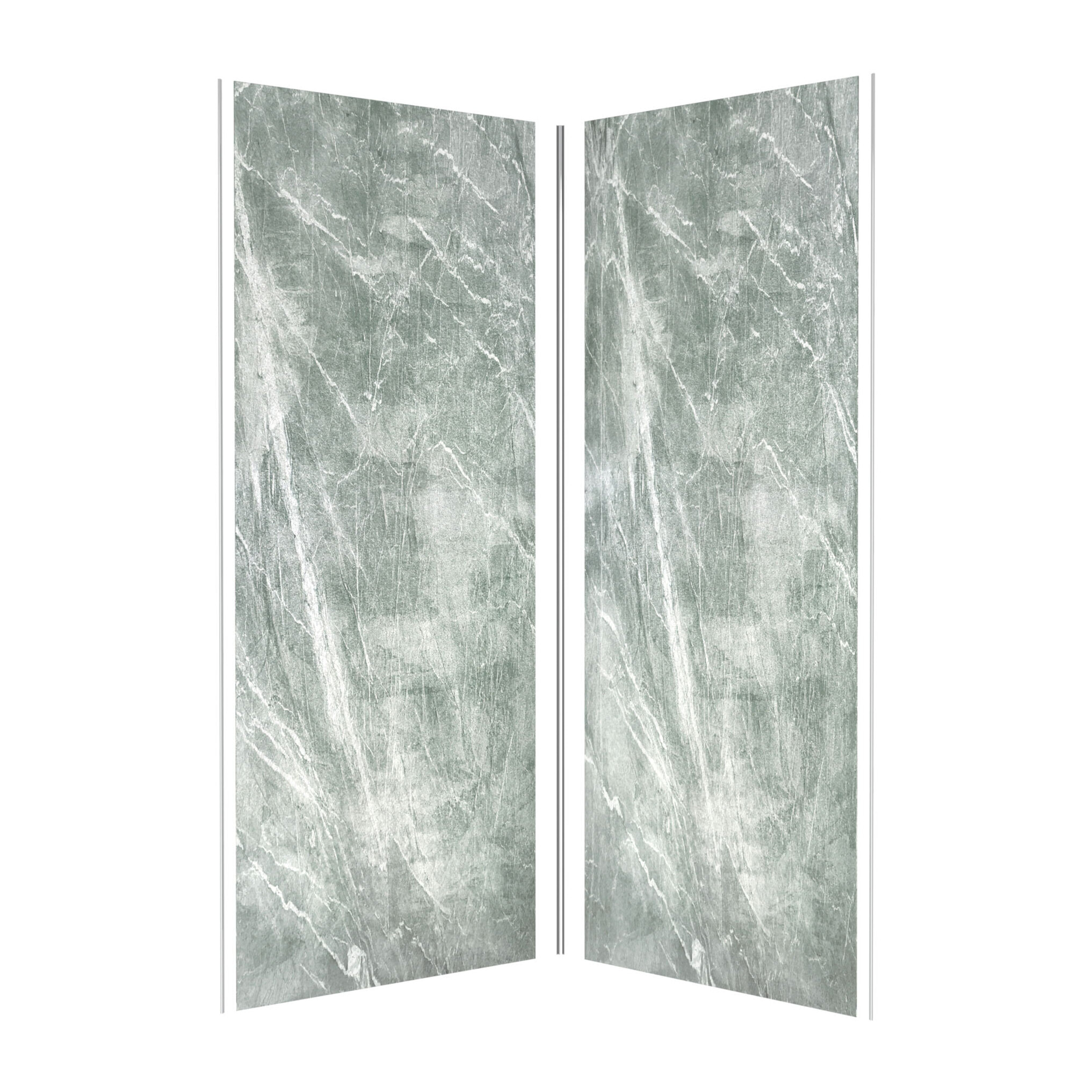 Pack de 2 Panneaux Muraux Pierre Artic Green 90+90x210 cm avec Profilés ANODISE BRILLANT - STONE'IT