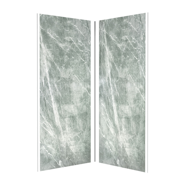 Pack de 2 Panneaux Muraux Pierre Artic Green 90+90x210 cm avec Profilés ANODISE BRILLANT - STONE'IT