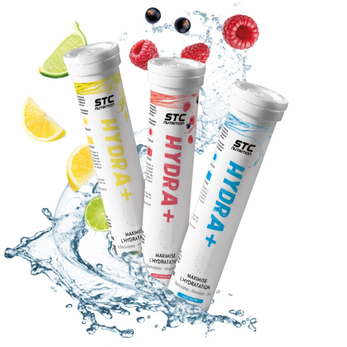 STC NUTRITION - Hydra+ - Préparation pour boisson isotonique à base d'Électrolytes, Vitamines, sucre et édulcorant naturels - Optimise l'hydratation - Neutre - 20 Pastilles